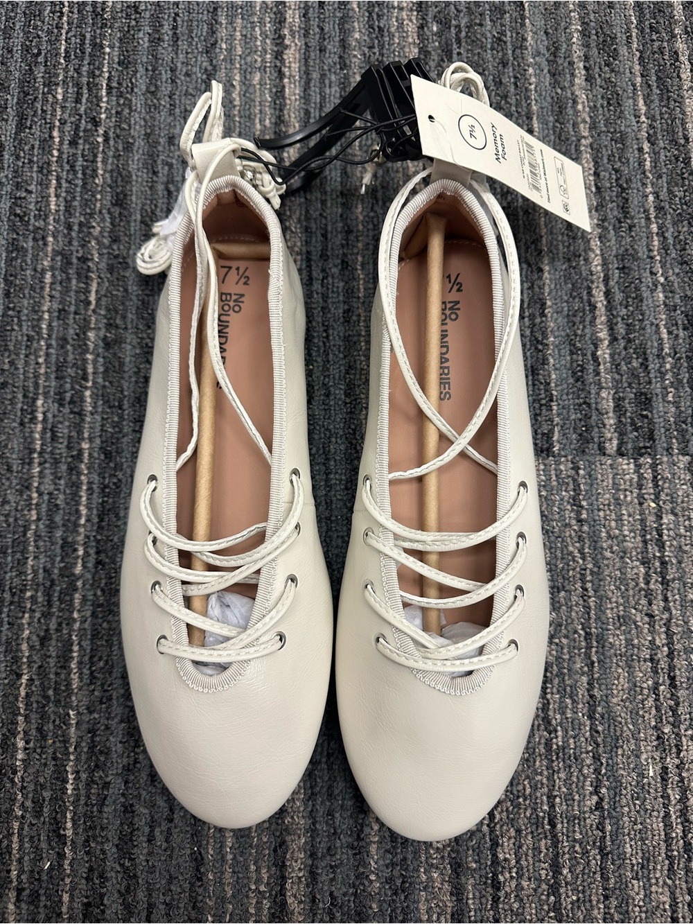 No Boundaries Corset Ballet Flats cream size 7.5 or 8 NEW